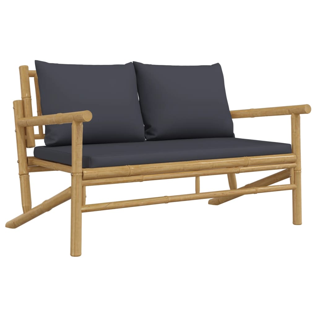 Banc de jardin en bois de bambou naturel avec coussins | Brindisi