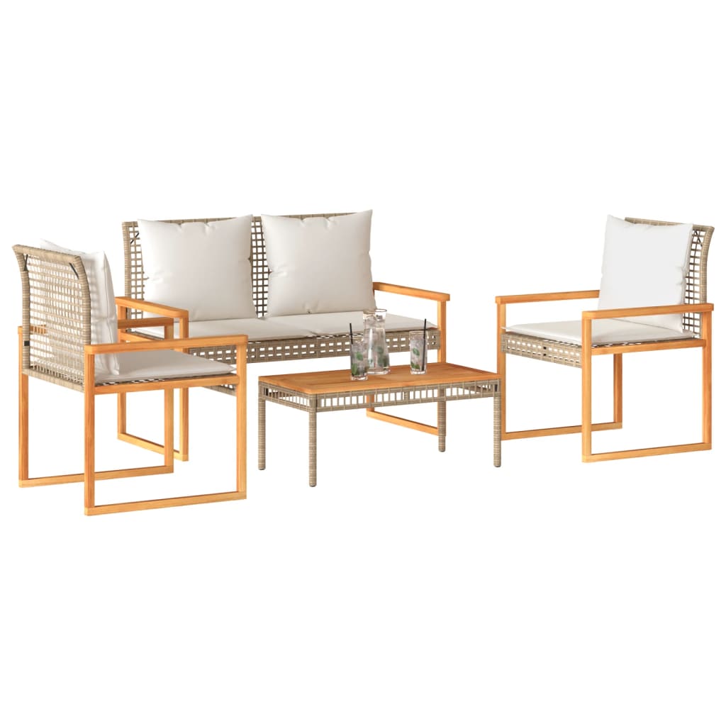 Salon de jardin design en bois d'acacia et résine tressée | Merano
