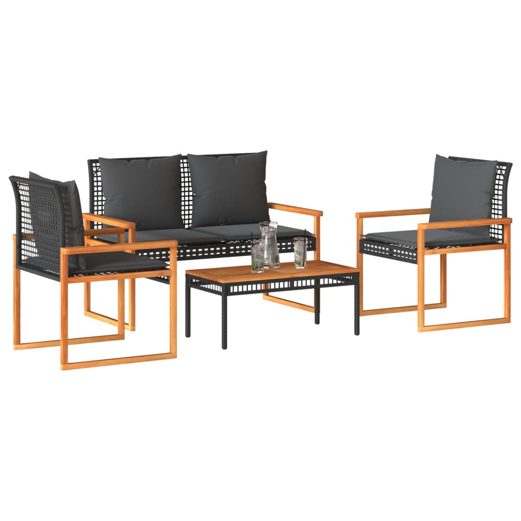 Salon de jardin design en bois d'acacia et résine tressée | Merano