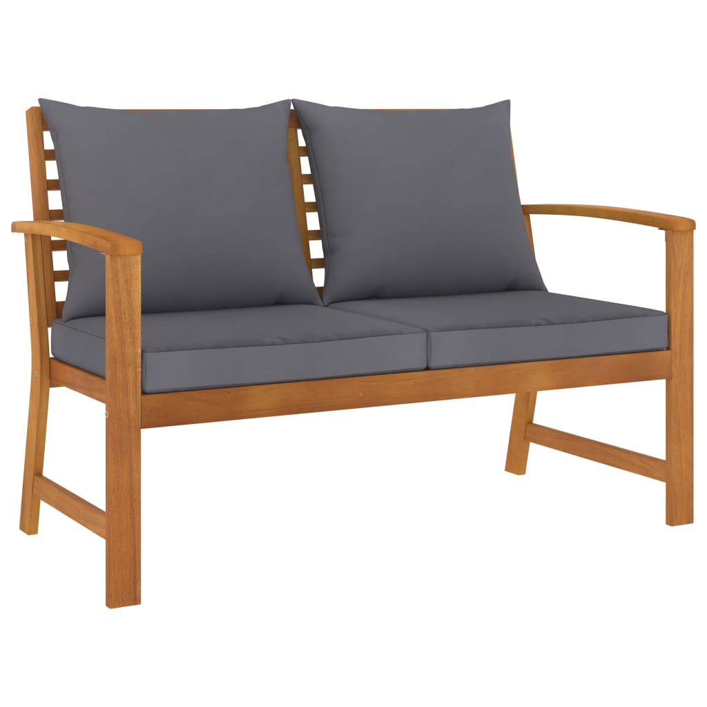Banc de jardin en bois d'acacia massif avec coussins | Matera