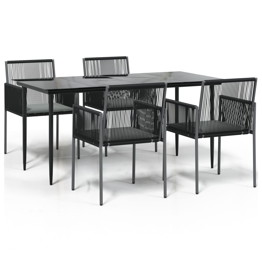 Ensemble table et chaise de jardin en résine tressée noire | Caserta