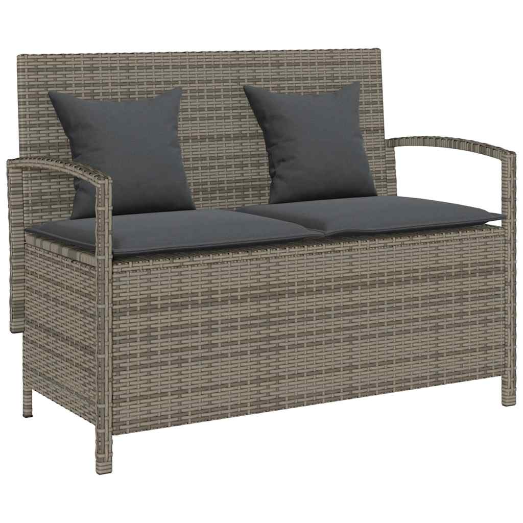 Banc de rangement de jardin en résine tressée avec coussins | Bari