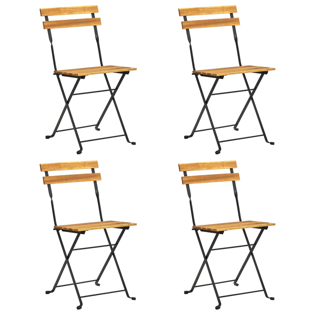 Lot de 4 chaises de jardin pliantes style bistrot en bois d'acacia | Viterbo