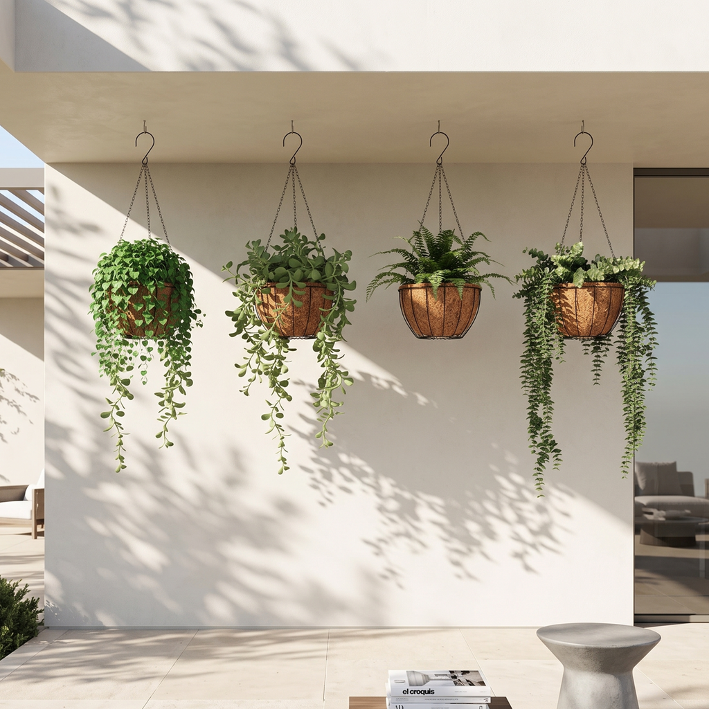 Pot de fleur extérieur suspendu panier coco, lot de 4 | Siracusa