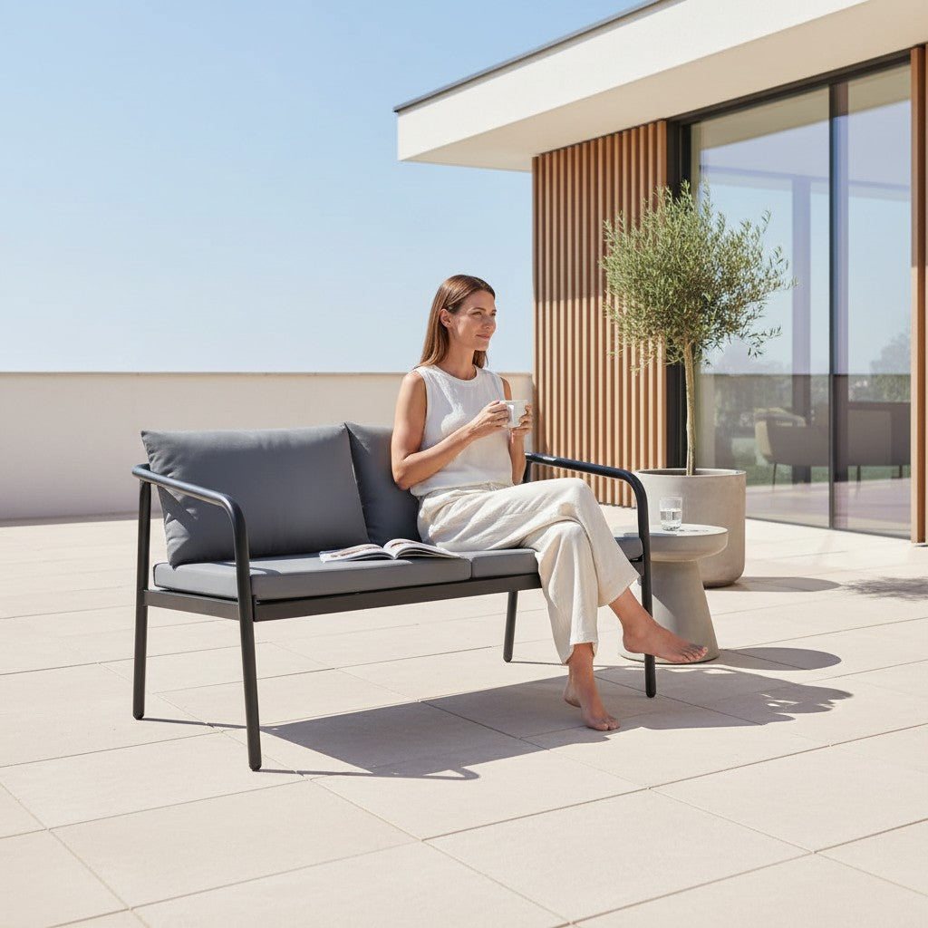 Canapé de jardin 2 places en aluminium design | Sanremo