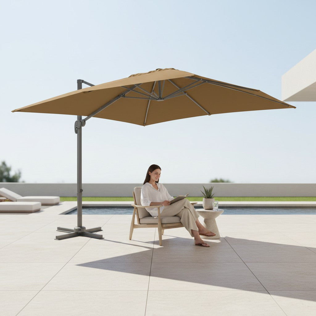 Parasol déporté carré en aluminium rotatif 3x3 m | Mistral