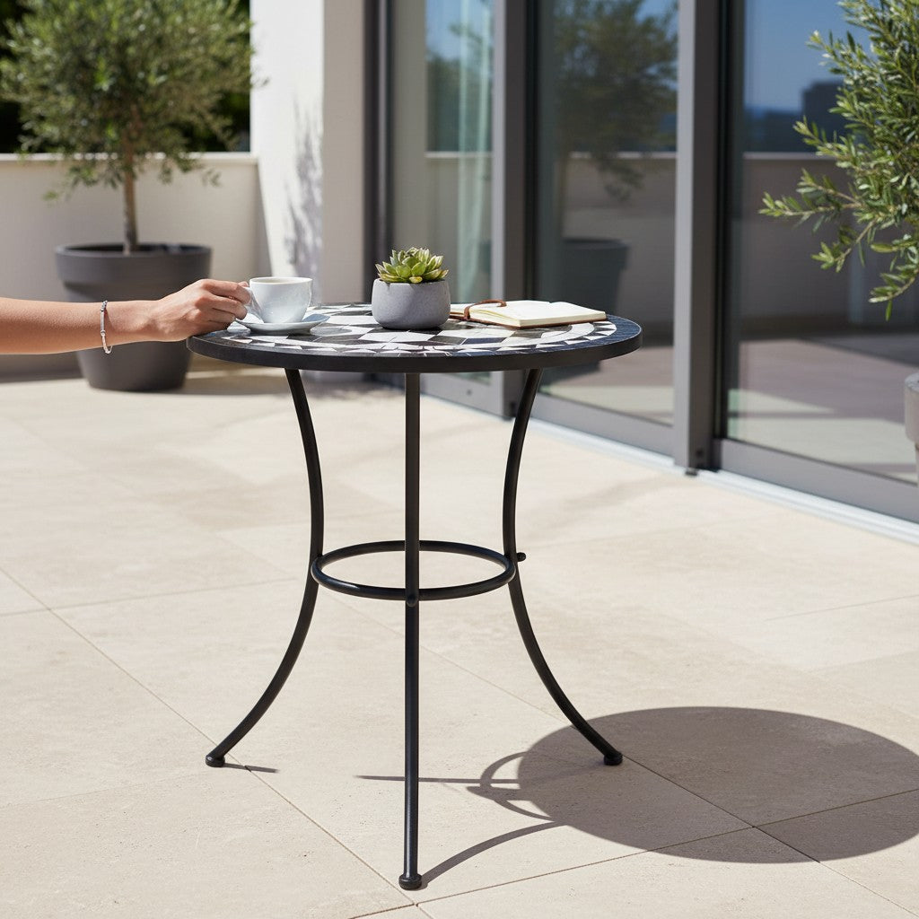 Table de jardin ronde style bistrot en mosaïque | Amalfi