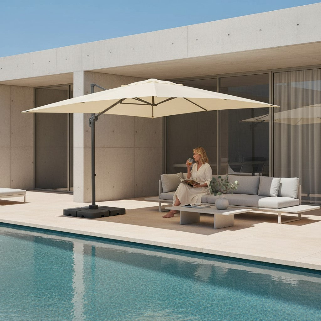 Parasol déporté rectangulaire en aluminium 4x3 m | Tramontane