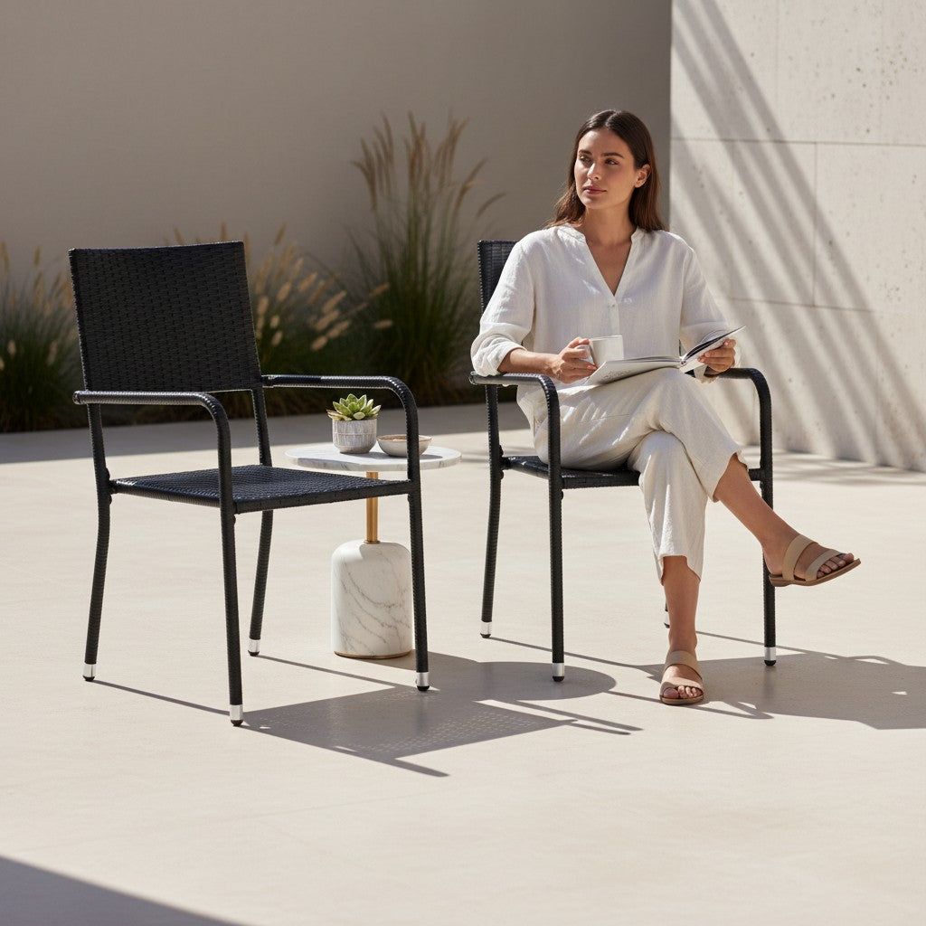 Chaise de jardin en résine tressée, lot de 2 | Arezzo