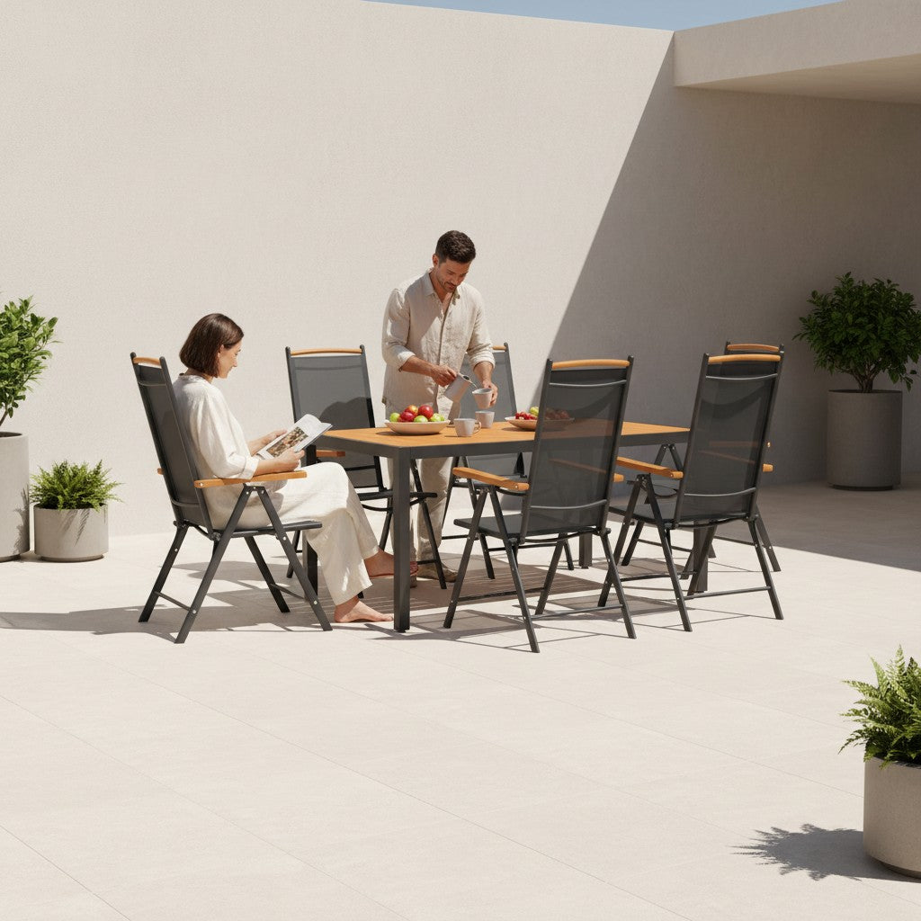 Ensemble table et chaise de jardin en aluminium 6 personnes | Siena