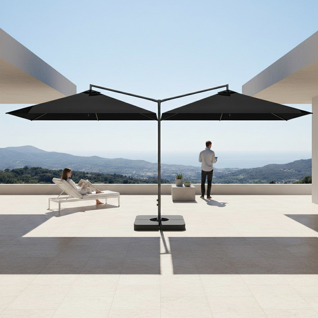 Parasol déporté double grand format 6x3 m | Marin