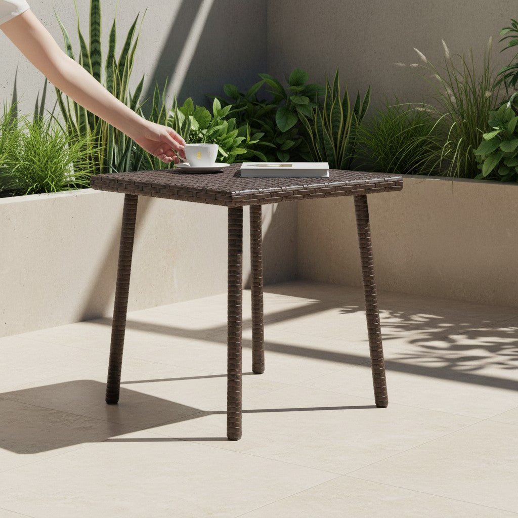 Table d'appoint de jardin design en résine tressée | Pavia