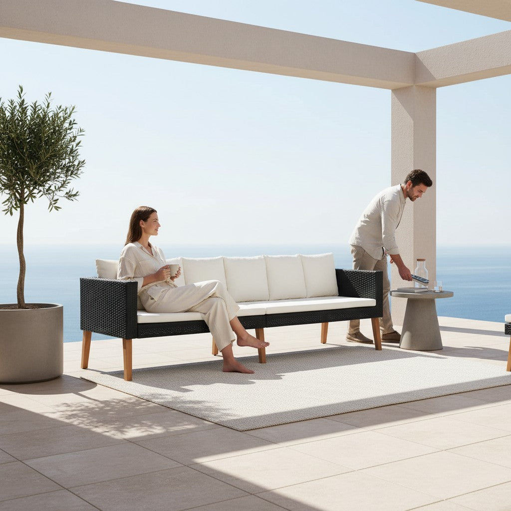 Canapé de jardin 3 places en résine tressée | Portofino