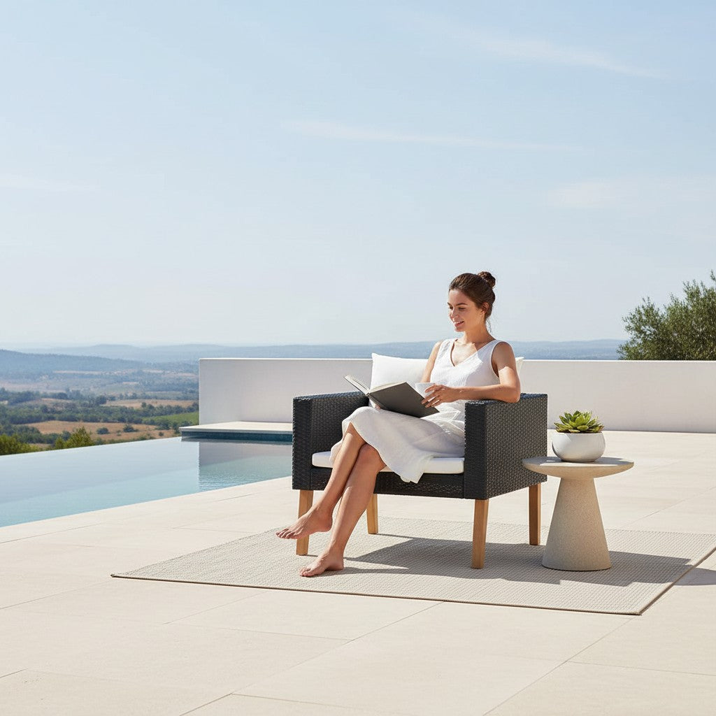 Fauteuil de jardin confortable en résine tressée | Capri