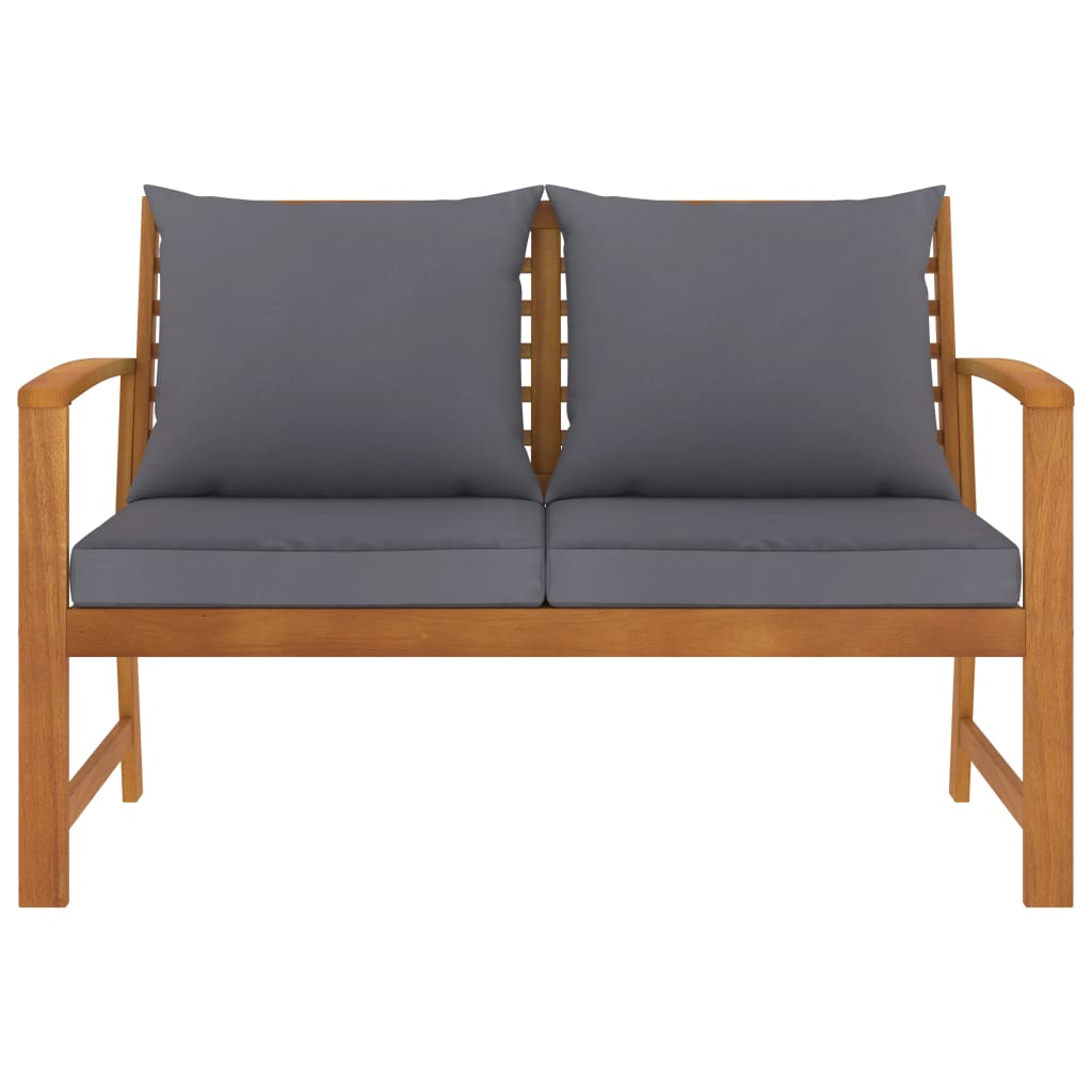 Banc de jardin en bois d'acacia massif avec coussins | Matera