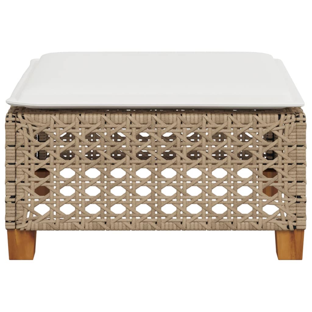 Pouf de salon de jardin en résine tressée et bois d'acacia | Udine