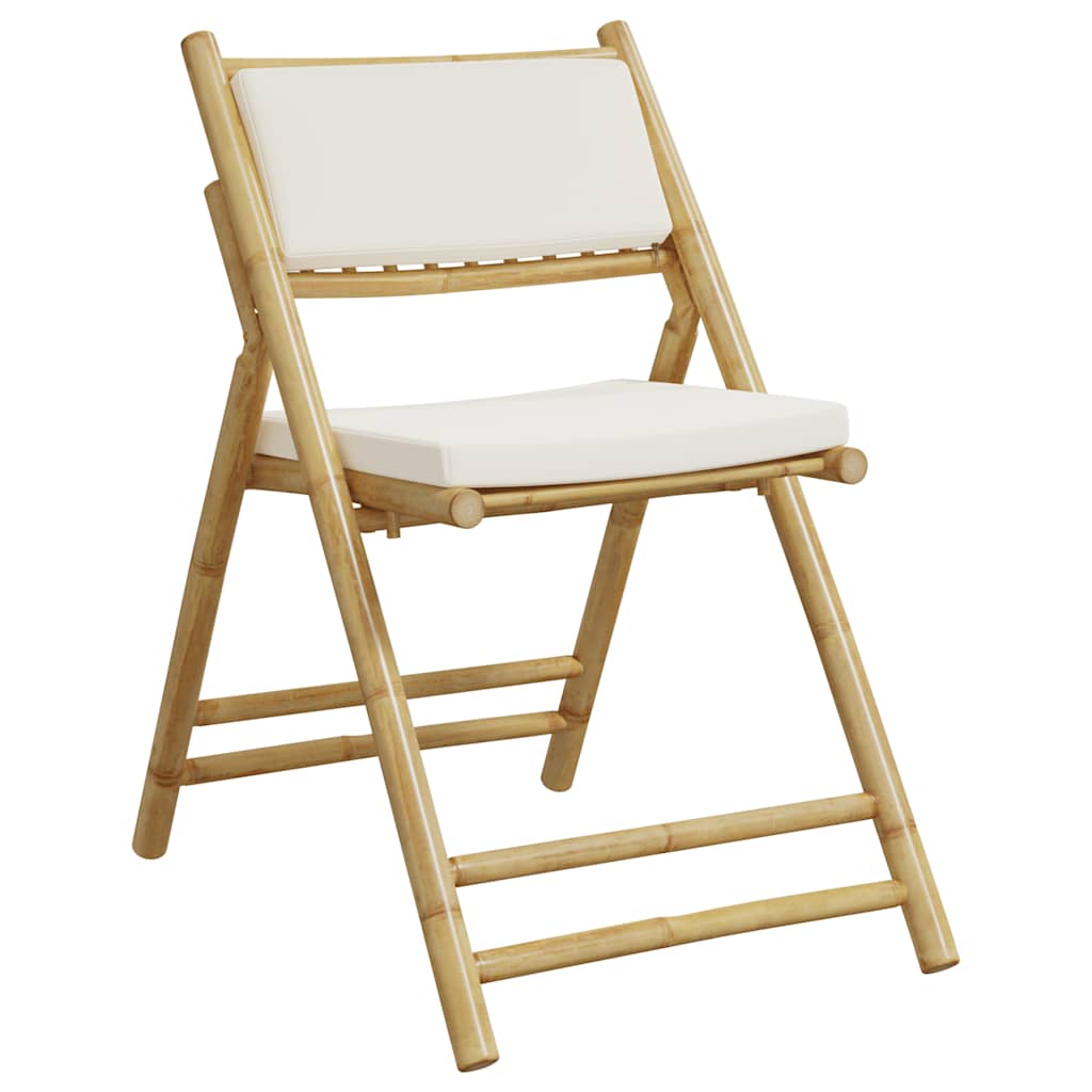 Lot de 2 chaises de jardin pliantes style bistrot en bois de bambou avec coussins | Catania