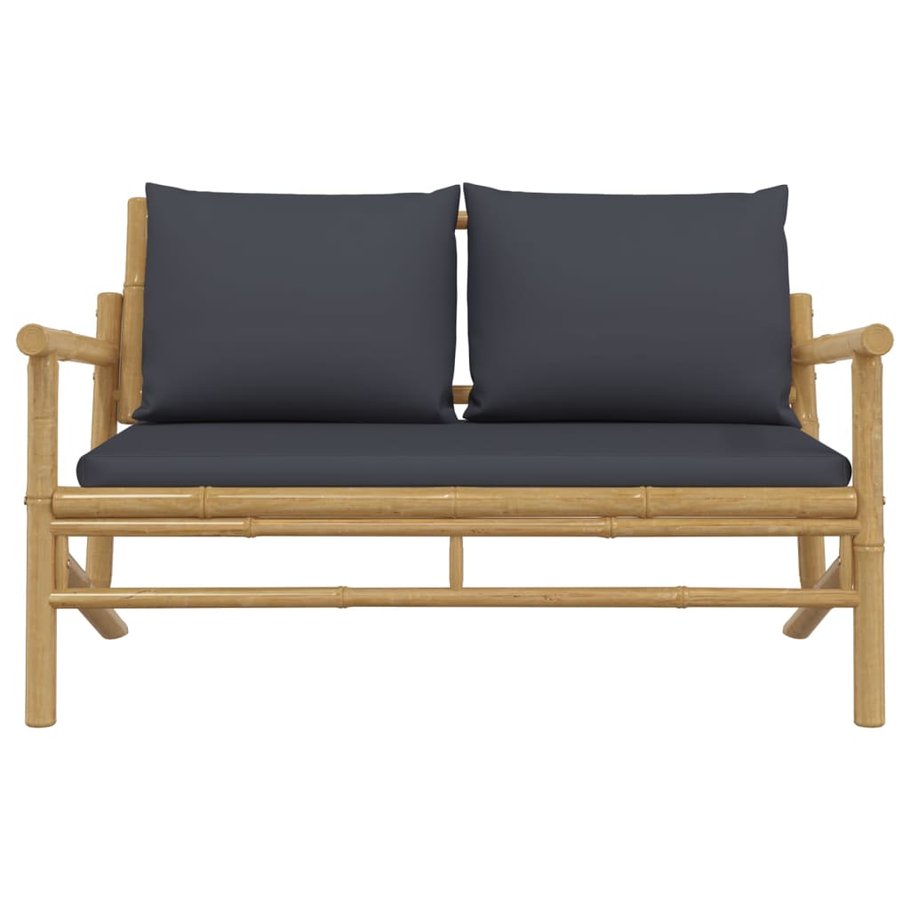 Banc de jardin en bois de bambou naturel avec coussins | Brindisi