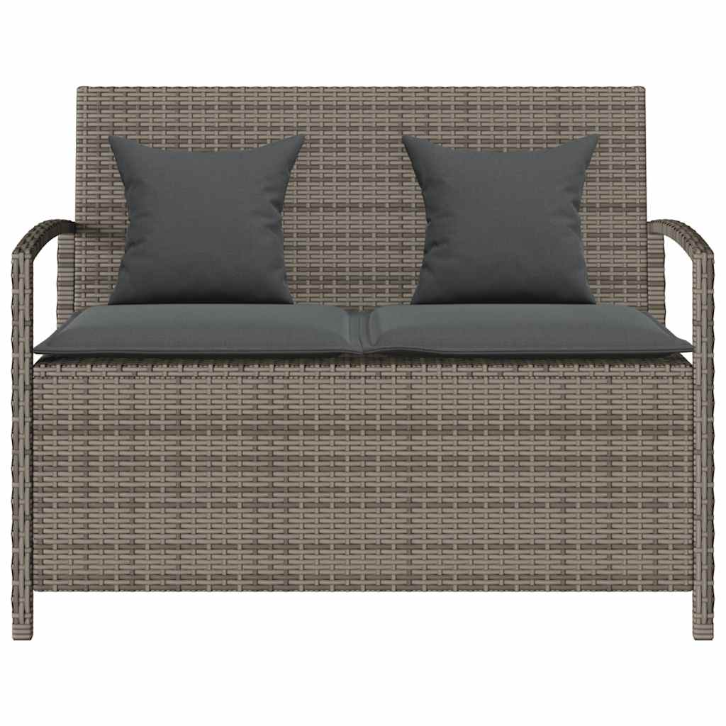 Banc de rangement de jardin en résine tressée avec coussins | Bari