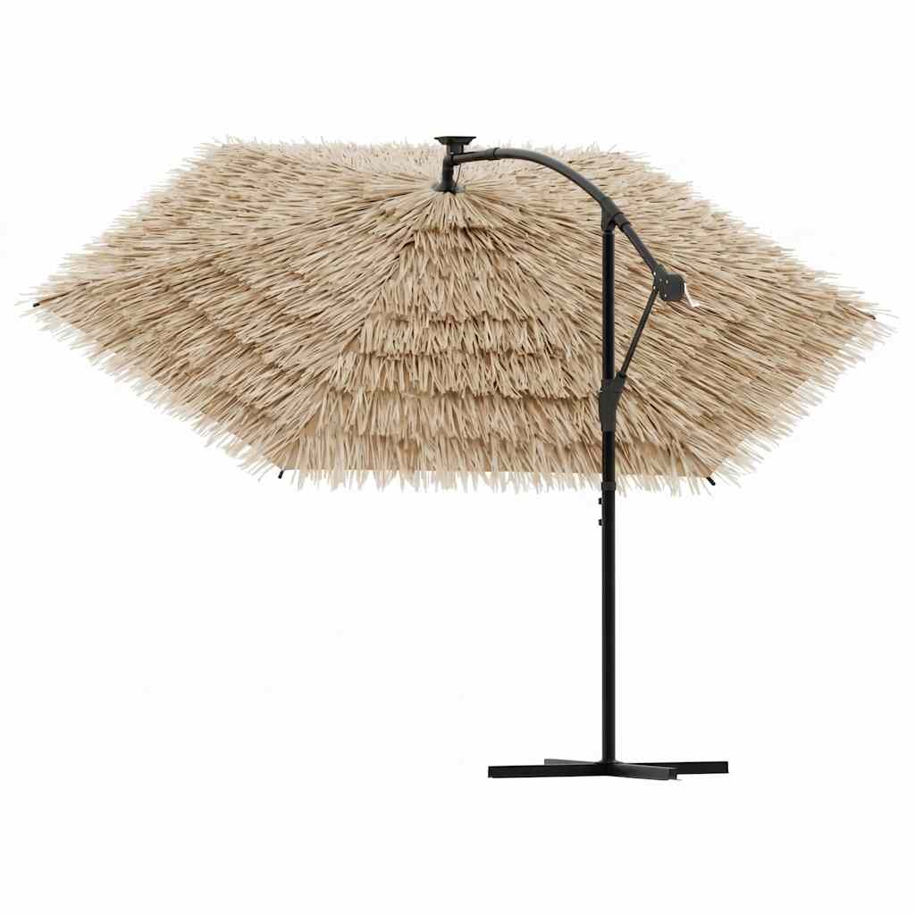 Parasol déporté style paille hawaïen avec LED | Paillote