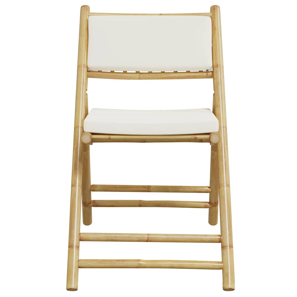 Lot de 2 chaises de jardin pliantes style bistrot en bois de bambou avec coussins | Catania