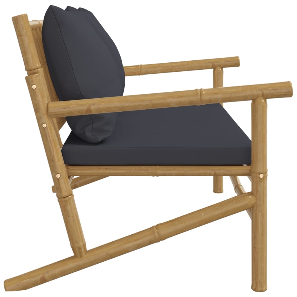 Banc de jardin en bois de bambou naturel avec coussins | Brindisi