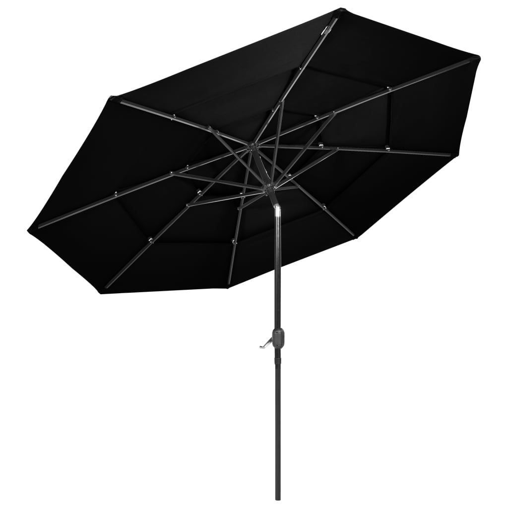 Parasol droit de jardin rond 3m à 3 niveaux | Grecale