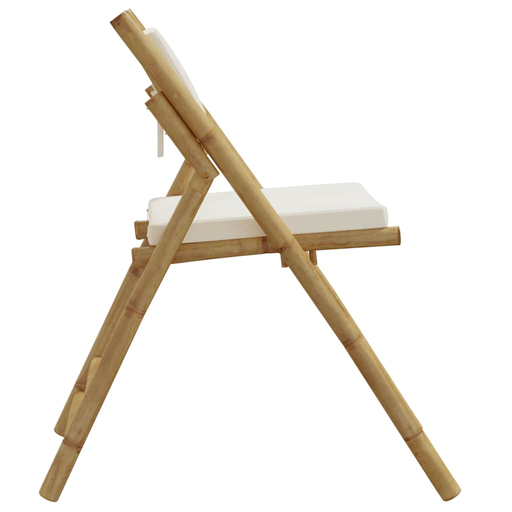 Lot de 2 chaises de jardin pliantes style bistrot en bois de bambou avec coussins | Catania