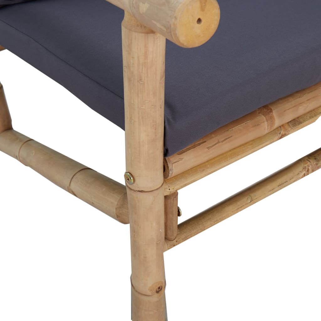 Banc de jardin en bois de bambou naturel avec coussins | Brindisi