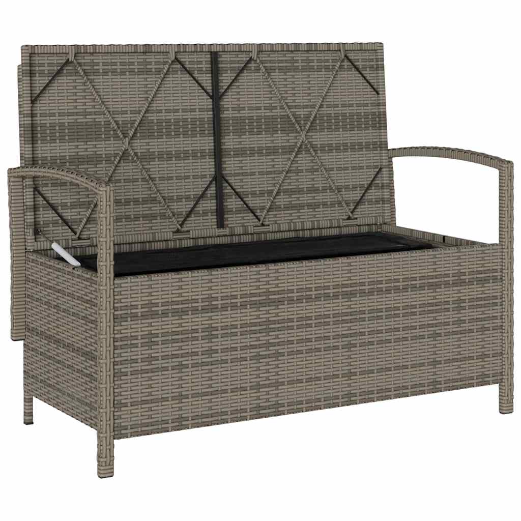 Banc de rangement de jardin en résine tressée avec coussins | Bari