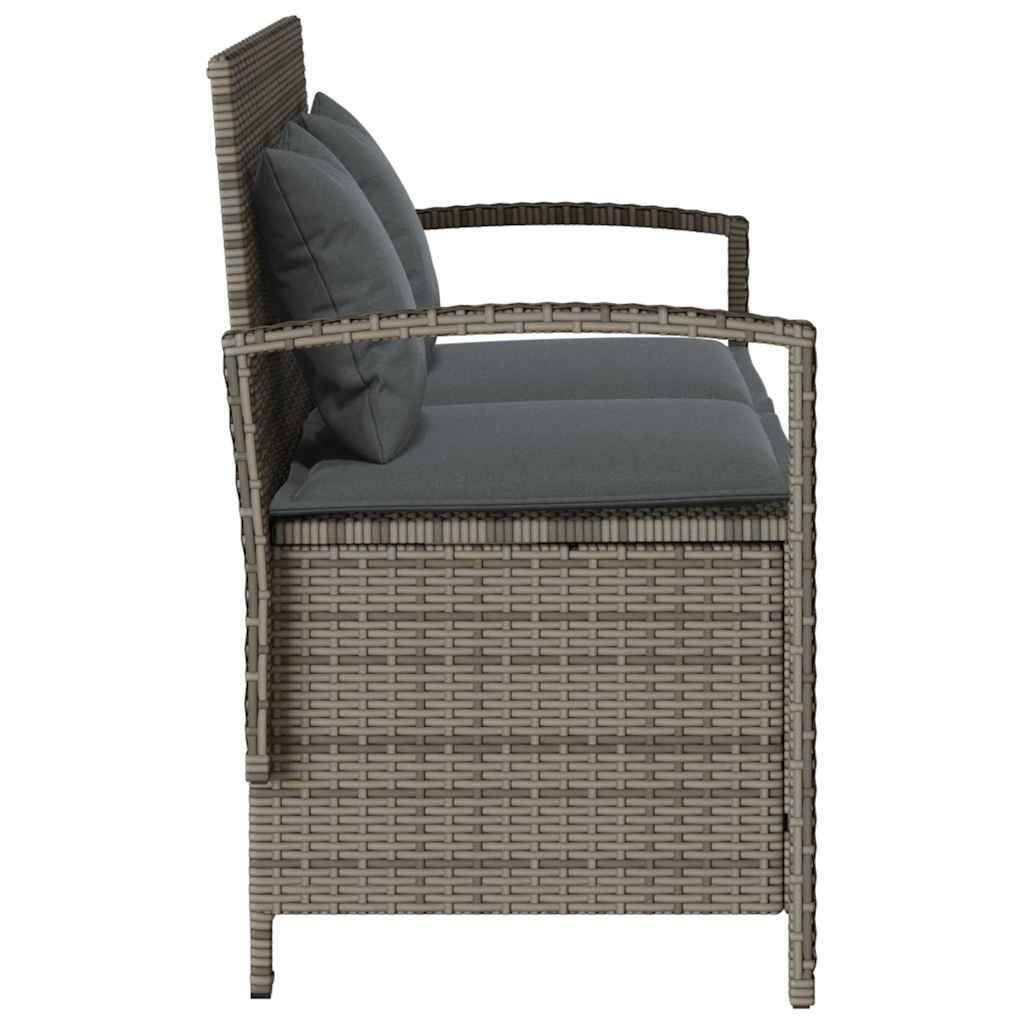 Banc de rangement de jardin en résine tressée avec coussins | Bari