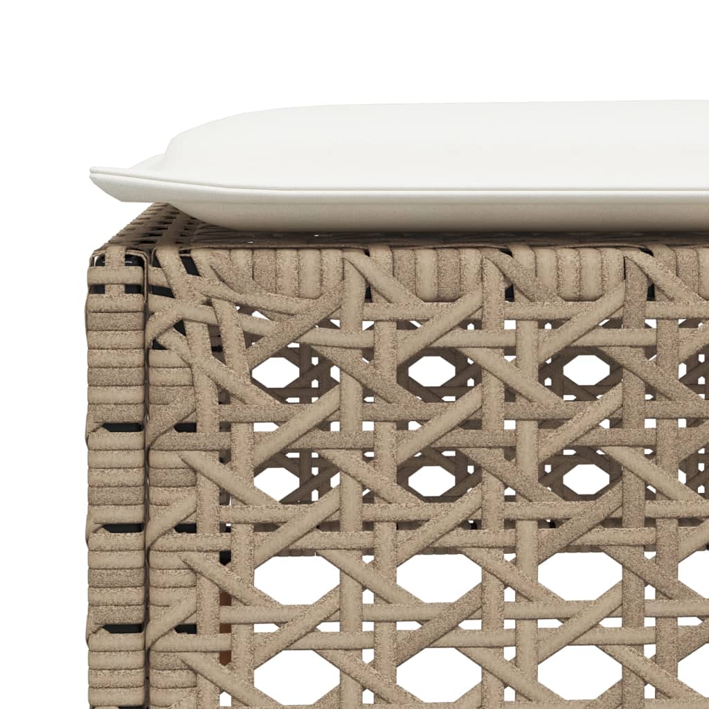Pouf de salon de jardin en résine tressée et bois d'acacia | Udine