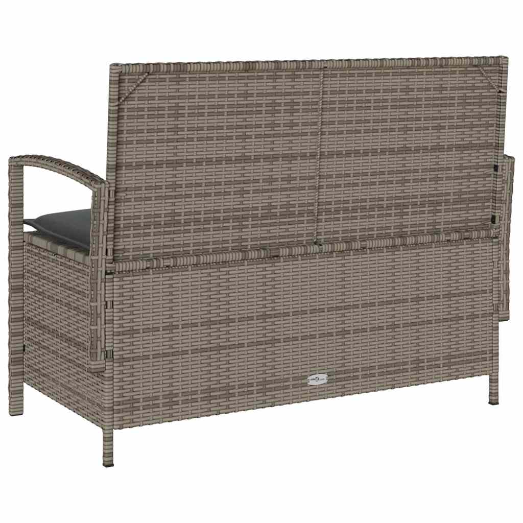 Banc de rangement de jardin en résine tressée avec coussins | Bari