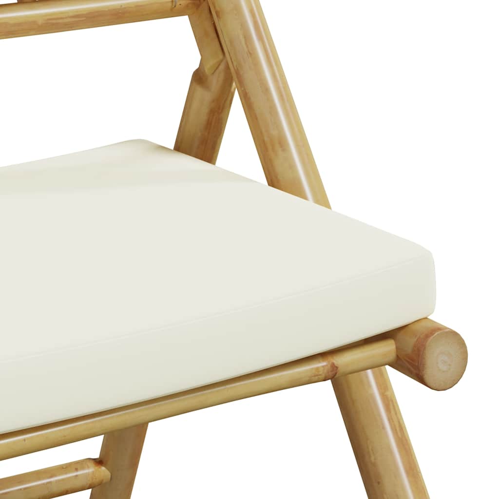 Lot de 2 chaises de jardin pliantes style bistrot en bois de bambou avec coussins | Catania