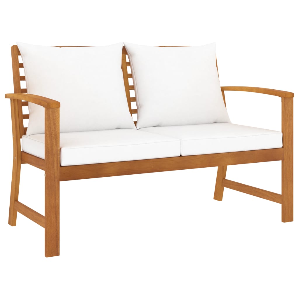 Banc de jardin en bois d'acacia massif avec coussins | Matera