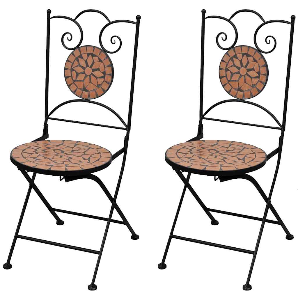 Lot de 2 chaises de jardin pliantes style bistrot en mosaïque | Tropea