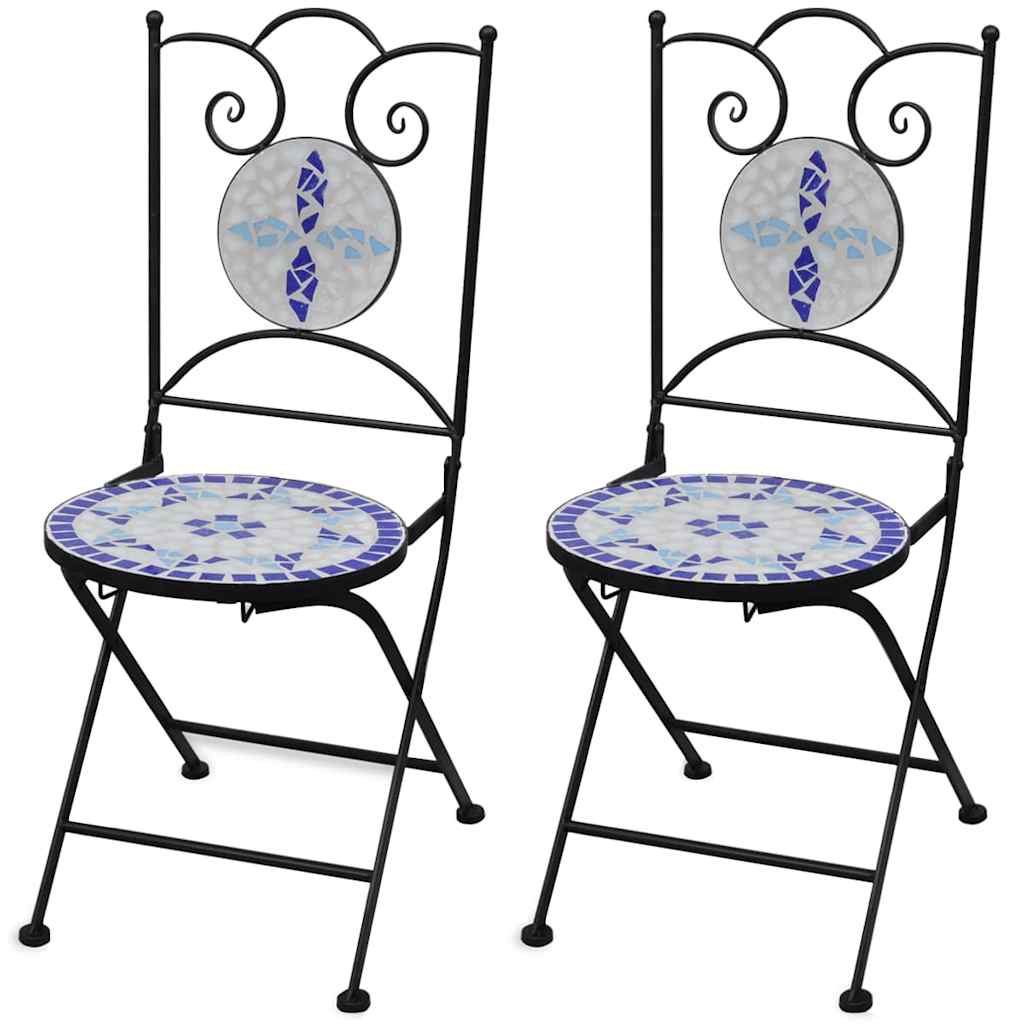 Lot de 2 chaises de jardin pliantes style bistrot en mosaïque | Tropea