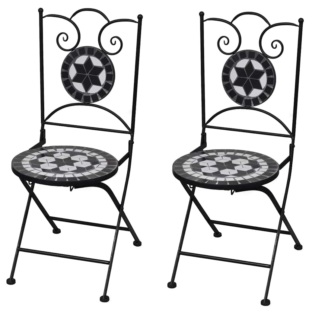 Lot de 2 chaises de jardin pliantes style bistrot en mosaïque | Tropea