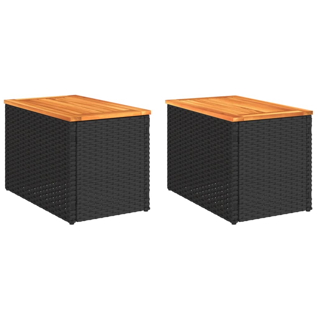 Lot de 2 tables d'appoint de jardin en bois d'acacia et résine | Ferrara