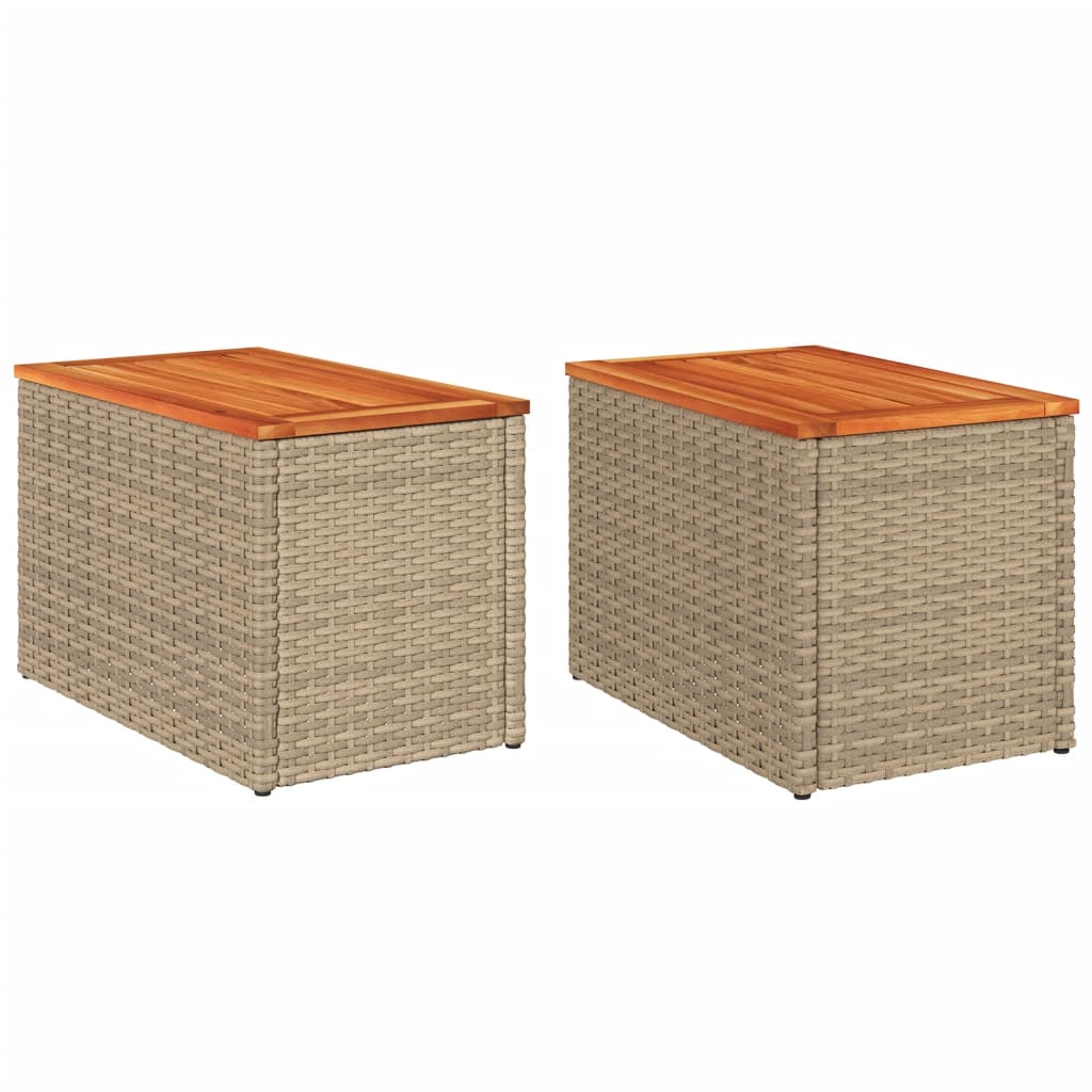 Lot de 2 tables d'appoint de jardin en bois d'acacia et résine | Ferrara