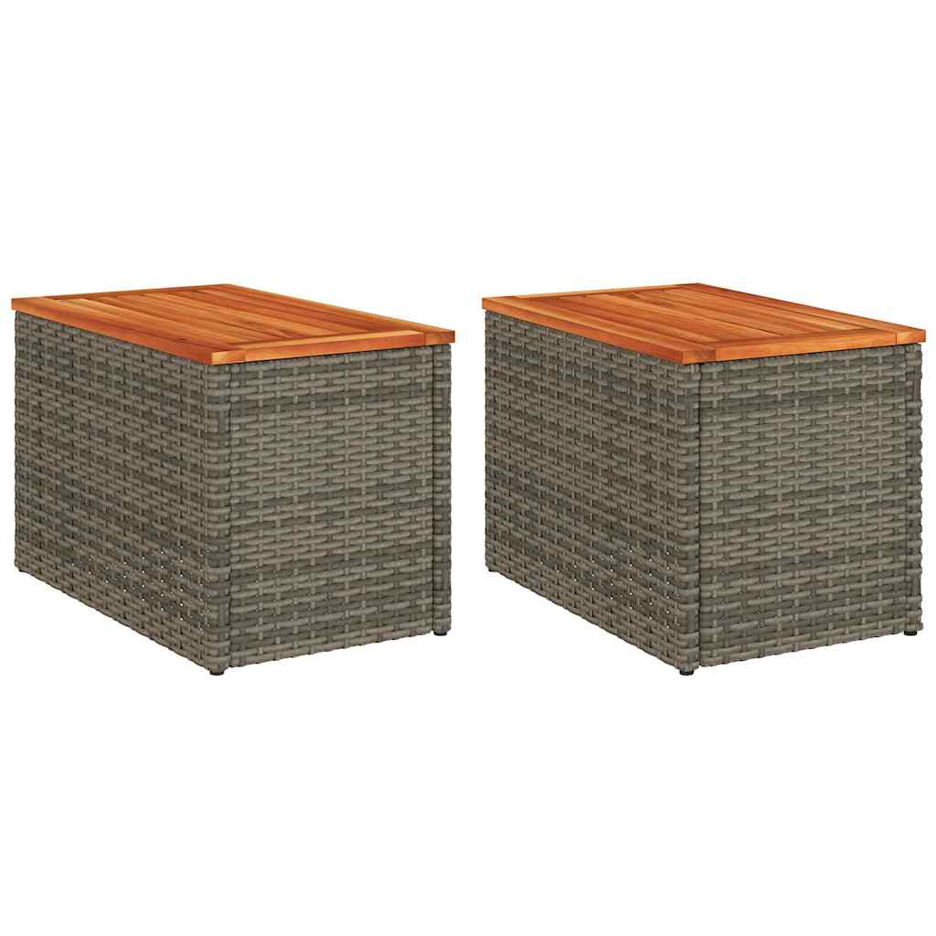 Lot de 2 tables d'appoint de jardin en bois d'acacia et résine | Ferrara