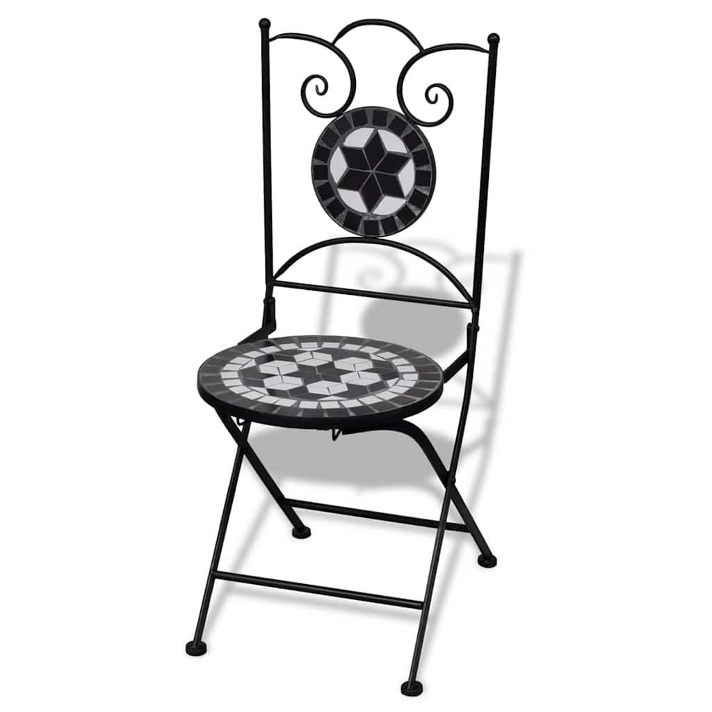 Lot de 2 chaises de jardin pliantes style bistrot en mosaïque | Tropea