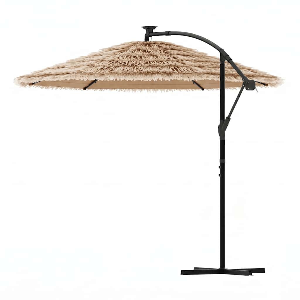 Parasol déporté style paille hawaïen avec LED | Paillote
